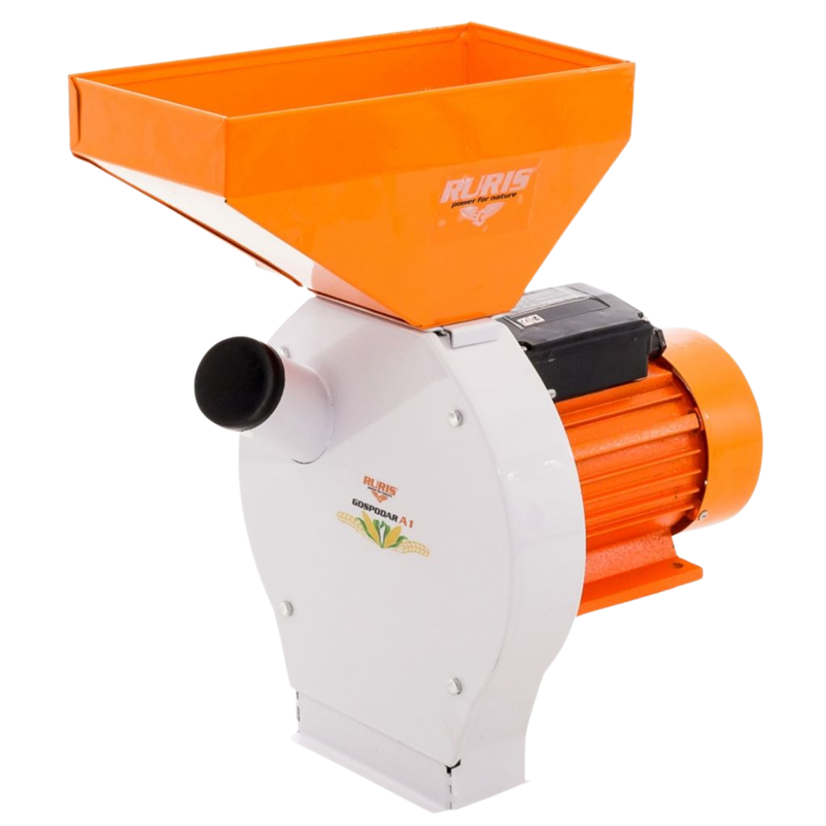 Moară RURIS Gospodar A1 – 2.7 kW, 220 V, 180 kg/h, Sistem Anti-Refulare, 4 site (2-5 mm)