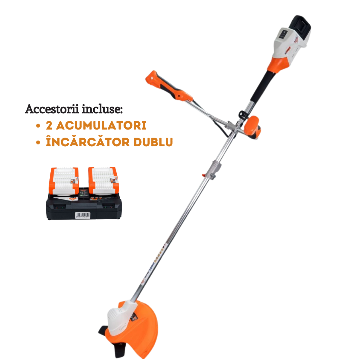 Motocoasă RURIS 3044e – Acumulator, 2x20V, Li-Ion, 4 Ah, 300 mm